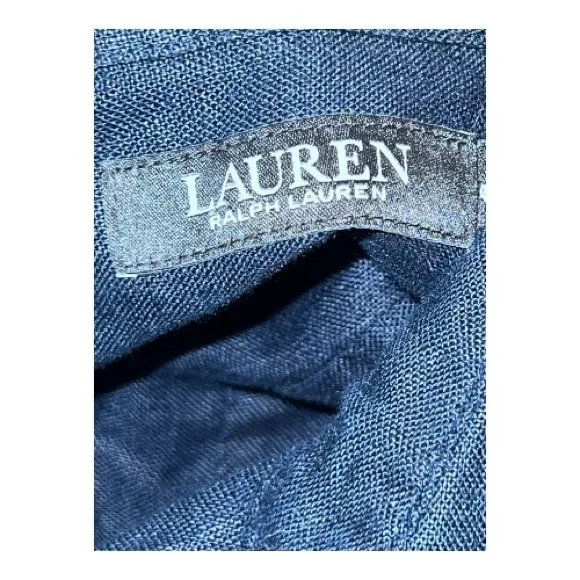 Ralph Lauren Tie-front Linen Shirtdress with pockets in navy - Picture 9 of 14